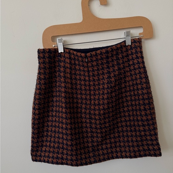 Veronica Beard Andriel Houndstooth Tween Mini Skirt Brown Black Navy Size 4 - Picture 5 of 10